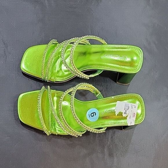 BRAND NEW UNILODY MULTI-STRAP SLIP-ON SQUARE TOE BLOCK  HEEL SANDAL - Picture 8 of 16